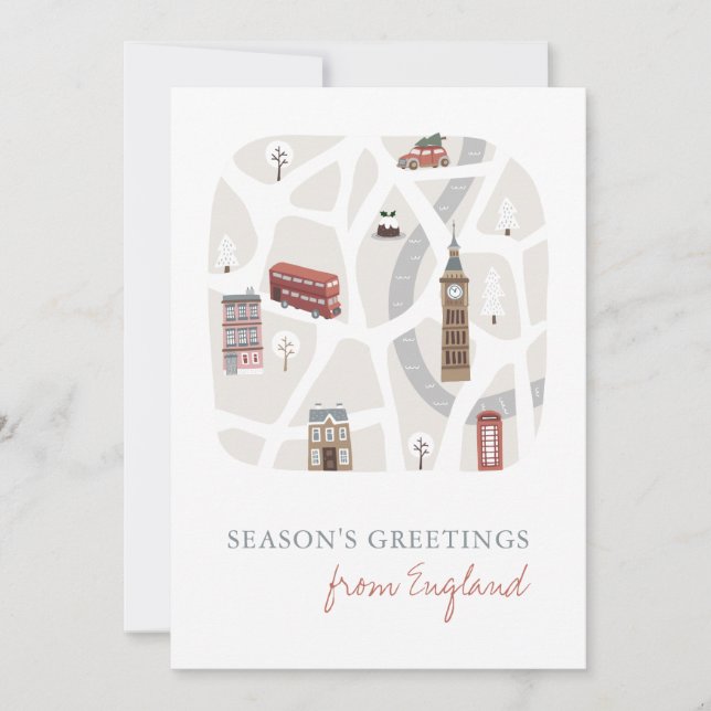 England British Seasons Greetings Christmas Card (Front)