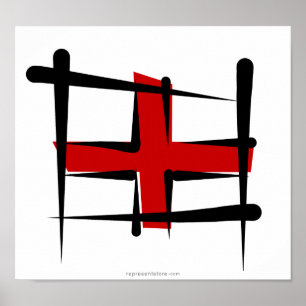 England Brush Flag Poster
