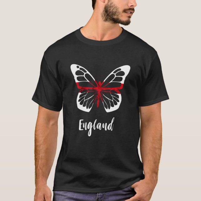 England Butterfly Wings St George's Cross England  T-Shirt (Front)