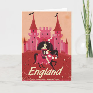 England castle and knight vintage travel poster holiday card