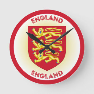 England Coat of Arms Circle Shape Round Clock