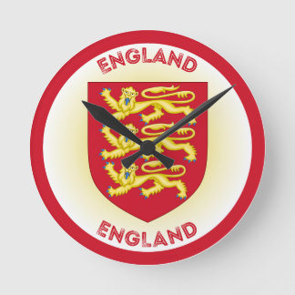 England Coat of Arms Circle Shape  Round Clock