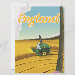 England combine harvester travel poster