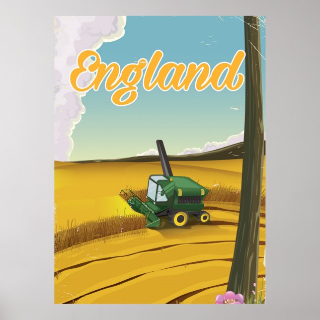 England combine harvester travel poster (Front)