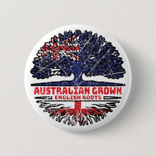 England English Australian Australia Tree Roots 2 Inch Round Button