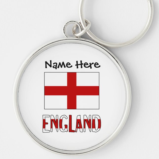 England English Flag Black Personalization  Keychain (Front)