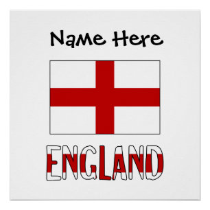England English Flag Black Personalization  Poster