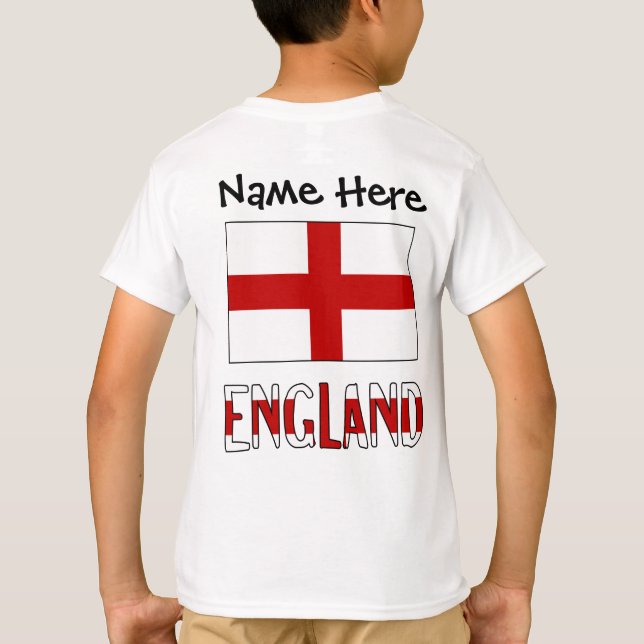 England English Flag Black Personalization  T-Shirt (Back)
