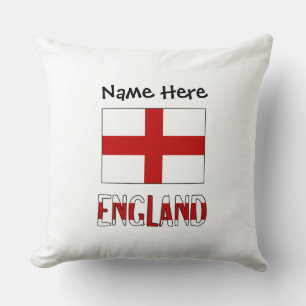 England English Flag Black Personalization  Throw Pillow