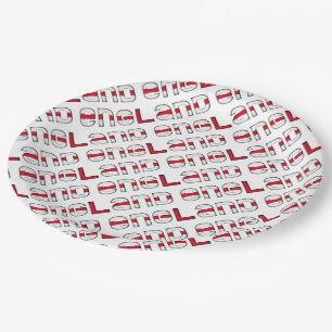 England English Flag Colours Typography Pattern Paper Plate
