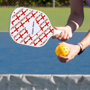 England English Flag Tiled Black Personalization Pickleball Paddle