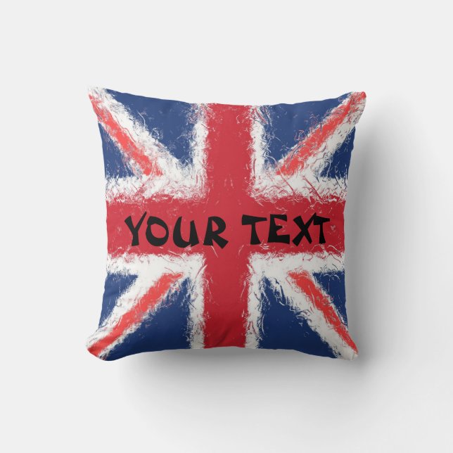 England Flag: ADD TEXT Throw Pillow (Front)