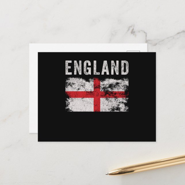 England Flag British Souvenir Cool Postcard (Front/Back In Situ)