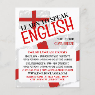 England Flag, English Language Course Advertising Flyer