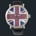 England Flag, Great Britain Flag Watch<br><div class="desc">England Flag, Great Britain Flag Watch.
The flag is made with images of Gemstones:
The blue background are rectangular shaped blue Sapphires.
The Red stripes are rectangular shaped Rubies.
The Stars are Diamonds.</div>