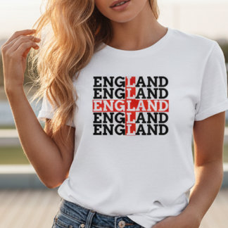 England Flag Name Repeat Typography Soccer Fan T-Shirt