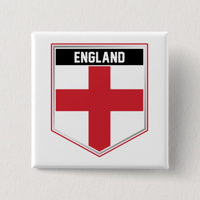 England Flag Shield 2 Inch Square Button (Front)