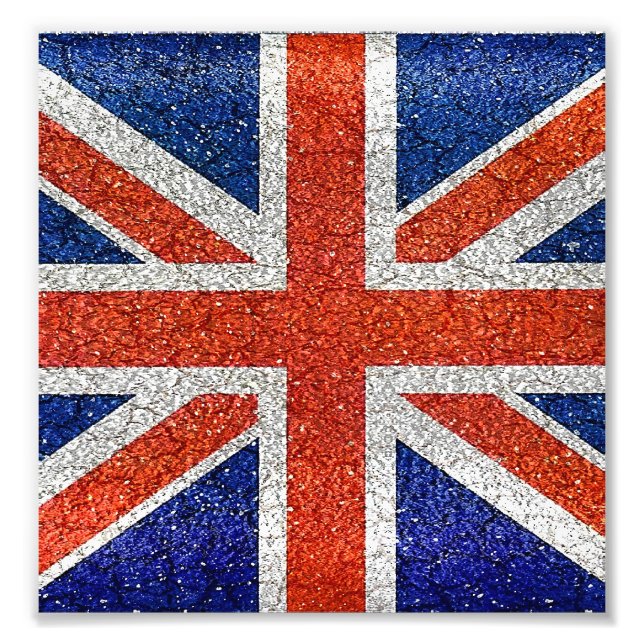 England Flag Vivid Grunge Style Photo Print (Front)