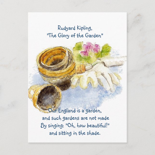 England Garden Verse with Watercolor Painting Postcard (Front)