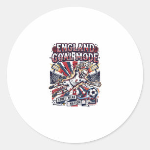 England Goal Mode Skeleton Striker Nations Streetw Classic Round Sticker
