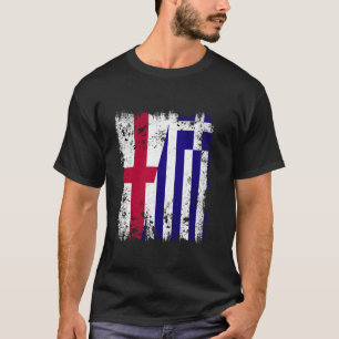 England Greece Half Flag English Greek Flag Hellas T-Shirt