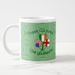 England Ireland USA Shamrock Flag Personalized  Large Coffee Mug