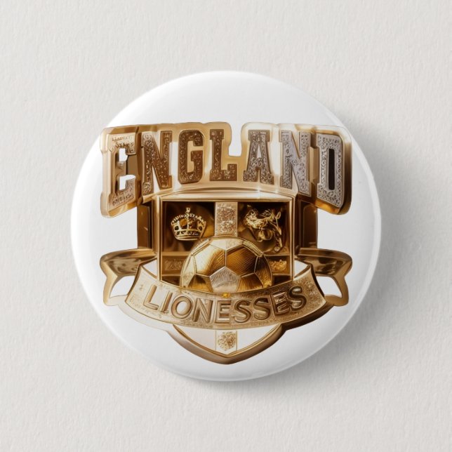 England Lionesses Gold Badge 2 Inch Round Button (Front)