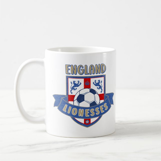 England Lionesses Soccer Crest (#02) Mug (Gauche)