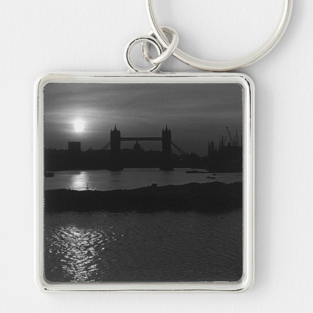 England London sunset Tower Bridge 1970 Keychain (Front)