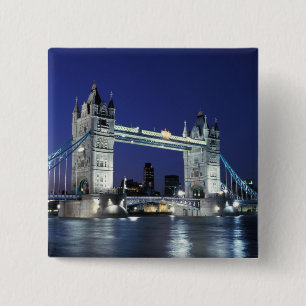 England, London, Tower Bridge 3 2 Inch Square Button