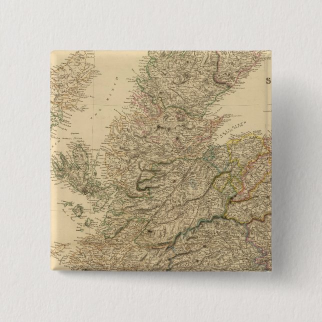 England Map 2 Inch Square Button (Front)
