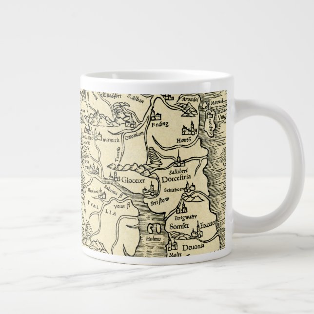 England Map in Ptolemy 's Geographia Universalis Large Coffee Mug (Right)