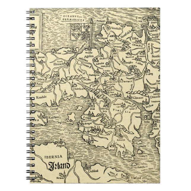 England Map in Ptolemy 's Geographia Universalis Notebook (Front)