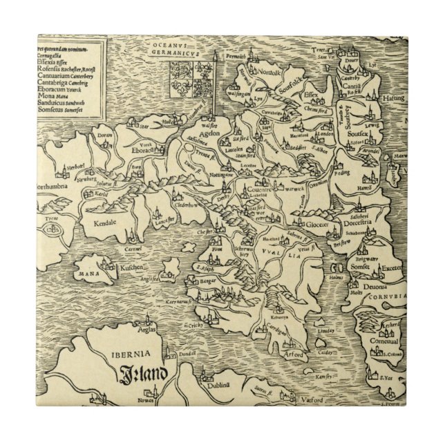England Map in Ptolemy 's Geographia Universalis Tile (Front)