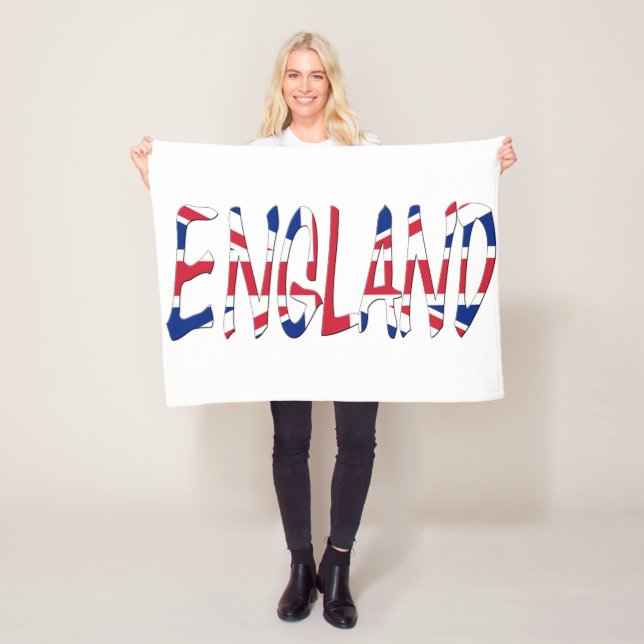 England overlaid on Union Jack Flag fbcnt Fleece Blanket (In Situ)
