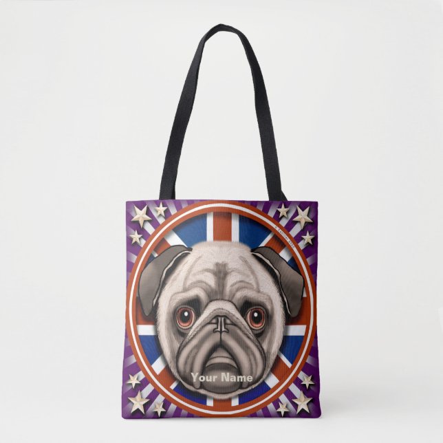 England Pug all over Tote Bag (Front)