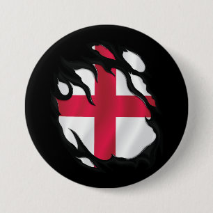 England Ripped Flag 3 Inch Round Button