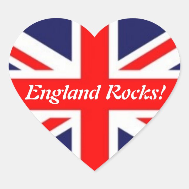 England Rocks!-Union Jack Flag Heart Sticker (Front)