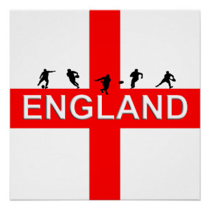 England Rugby Saint George Male Silhouettes Poster