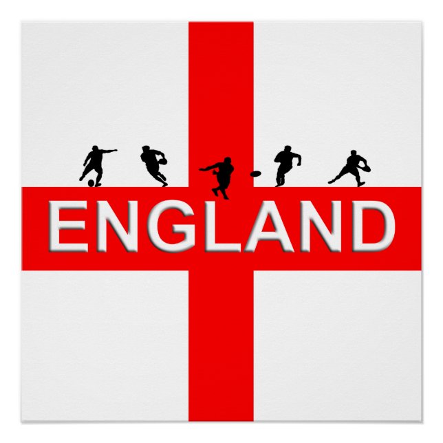 England Rugby Saint George Male Silhouettes Poster (Front)