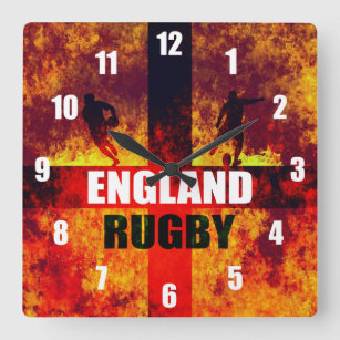 England Rugby Square Wall Clock