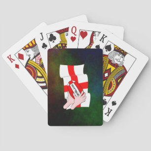 England Rugby Team Supporters Flag With Ball Playing Cards