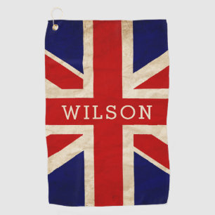 England Rustic Personalized Flag Golf Towel