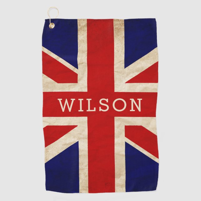 England Rustic Personalized Flag  Golf Towel (Front)
