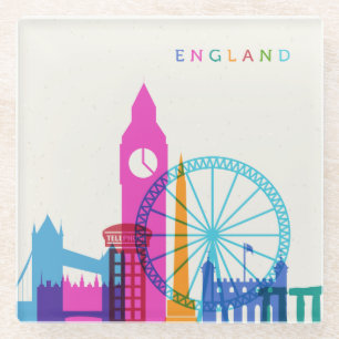 England Skyline Glass Coaster
