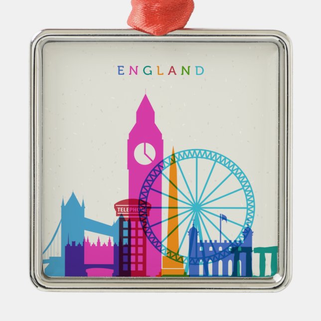 England Skyline Metal Ornament (Front)