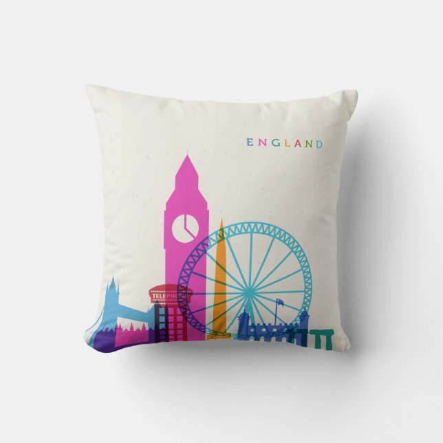 England Skyline Throw Pillow (Front)