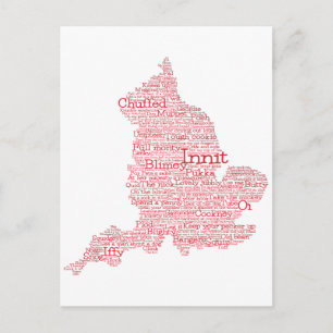 England Slang British Word Art Map Postcard