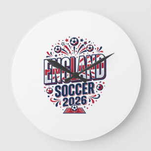 England Soccer 2026 Soccer Bold Country Typography Large Clock