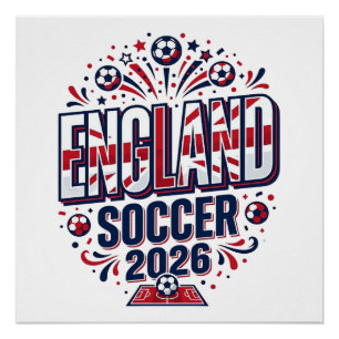 England Soccer 2026 Soccer Bold Country Typography Poster